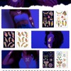 Penubuy Neon Party Temporary Tattoo, 6 Sheets Fluorescent Foil Embossing