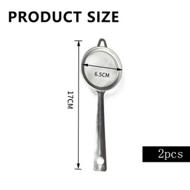2 Pcs Tea Strainer Fine Mesh - Stainless Steel Metal Sieve with Handle, Small Fine Mesh Strainer for Loose Tea, Coffee, Spices, Kitchen Sifter, Durable and Easy to Clean
