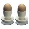 2 x Egg Cups with Suction Base – White Plastic