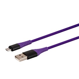 Monoprice USB 2.0 Micro B to Type-A Charge & Sync Cable - Kevlar/Nylon-Braid, 6 Feet, Purple - AtlasFlex Series