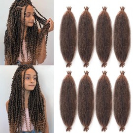 Marley Twist Braiding Hair 12 Inch Springy Afro Twist Passion Twist 8 Packs for Soft Locs Crochet Kinky Twist Extensions - Black Women