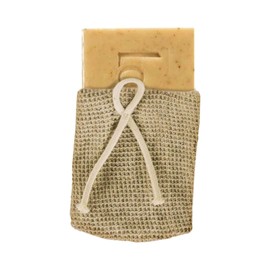 Loelle Soap Bags - 2 in 1 Soap Holder & Skin Exfoliator for Soft Skin and Longer Lasting Soap Pieces, Drawstring Pouch Linen Cotton Spandex Mesh Suitable for All Skin - 1 Piece