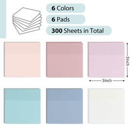 Transparent Sticky Notes - Pastel Color Clear Sticky Notes, 3x3 inch, Waterproof, 300 Sheets for College, School & Office