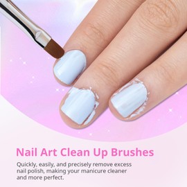AIRSEE Nail Art Clean Up Brushes, 3 Pcs Painting Brushes for Nails with Flat/Oval/Fine Angled Gel Nail Brushes,Nail Brushes for Cleaning Polish Mistakes on the Cuticles, Pink