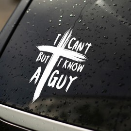 I Can't But I Know A Guy Car Decals, Christian Stickers, Jesus Stickers, Car Stickers and Decals, Bumper Stickers for Cars, Car Window Stickers, Window Vinyl Decals (6.5 x 4.4 in)
