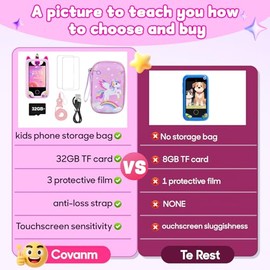 Teléfono Inteligente para Niñas, Regalos de Navidad y Cumpleaños para Niñas de 3-10 Años, Juguetes para Niños, Teléfono Celular, Pantalla Táctil de 2.