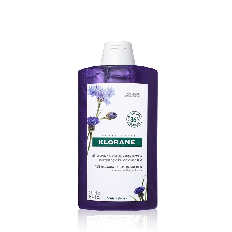 Klorane Plant-Based Purple Shampoo with Centaury, Brightens Blonde, Platinum, Silver,