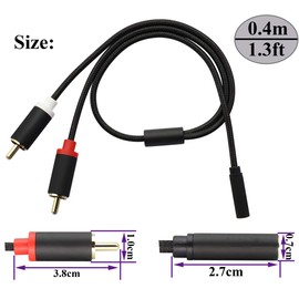 AAOTOKK 3.5mm to 2 RCA Splitter Cable,3.5mm Female to 2 RCA Male Audio Stereo Adapter Cable Nylon Braided AUX RCA Y Splitter Adapter Cord for Smartphones, MP3, Tablets, Speakers (0.4m/1.3ft-Black)