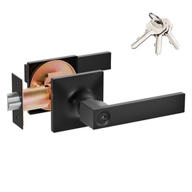 MANREN Modern Door Handles Privacy Door Levers Black Door Knobs Interior Reversible Door Locks Keyless Square Interior Door Handles(MR902) (Black)