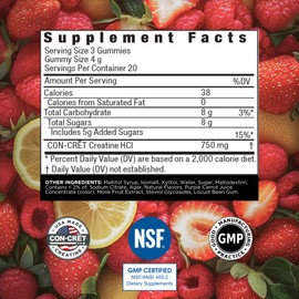 CON-CRET Creatine HCl Gummies for Men & Women | Muscle, Cognitive, Cellular Energy Support | No Bloating or Cramps | USA Made | Berry Zing (60 Count)