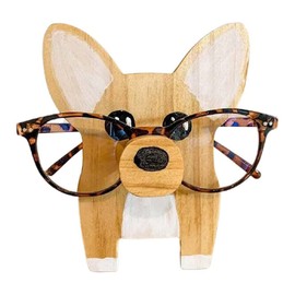 Creative Animal Shape Glasses Stand Wooden Corgi Eyeglass Spectacle Holder Stand Sunglasses Display Rack Cute Pet Eyeglass Display Ornaments Home Office Desk Decor Corgi Glasses Stand(#1)
