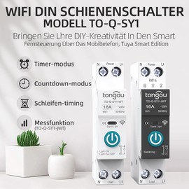 Smart Life WIFI 1P Hutschiene für Smart Home Wireless Fernbedienung Schalter von TUYA APP DIY Idee TONGOU (Mit Metering 16A)