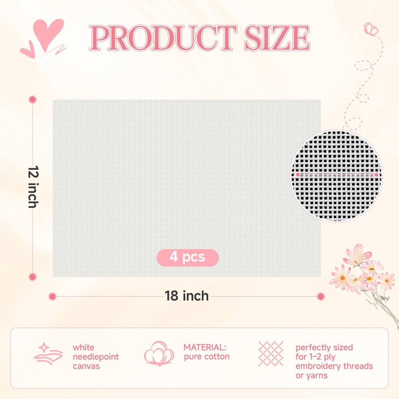 18 Mesh Needlepoint Canvas Kit - 80Pcs Beginner Needlepoint Kits