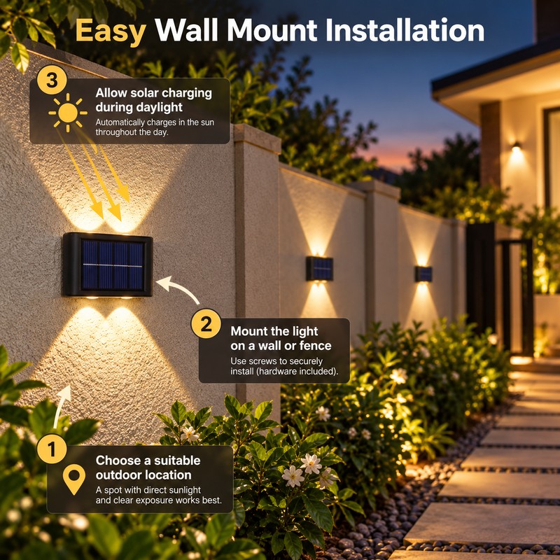 Solar Wall Light Outdoor LED Garden Lamp – Waterproof Solar