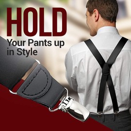Hold'Em 100% Silk Suspenders For Men X - Back Fancy Solid Clip End Dress Suspender Made in USA – Many Colors and Designs Perfect for Tuxedo -Ivory