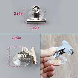 AUEAR, 8PCS Suction Cup Clips Plastic Round Clamp Holder Suction Cup with Stainless Clip Advertising Pop Display Stand Clamp Reusable for Hanging Home Office Kitchen Bathroom Office Accessories