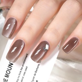 AILLSA Cat Eye Gel Nail Polish Nude Crystal Glitter Gel Polish with Magnet, Sheer Glass Shimmer Holographic Gel Nail Polish Reflective Translucent Jelly Color U V Gel Salon DIY at Home 0.5 OZ GF31