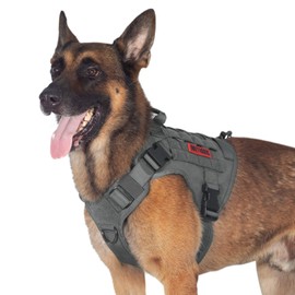 OneTigris Tactical Dog Training Vest No Pull Harness for Dogs,Adjustable Dog Hiking Harness Working Vest(Grey, Large)