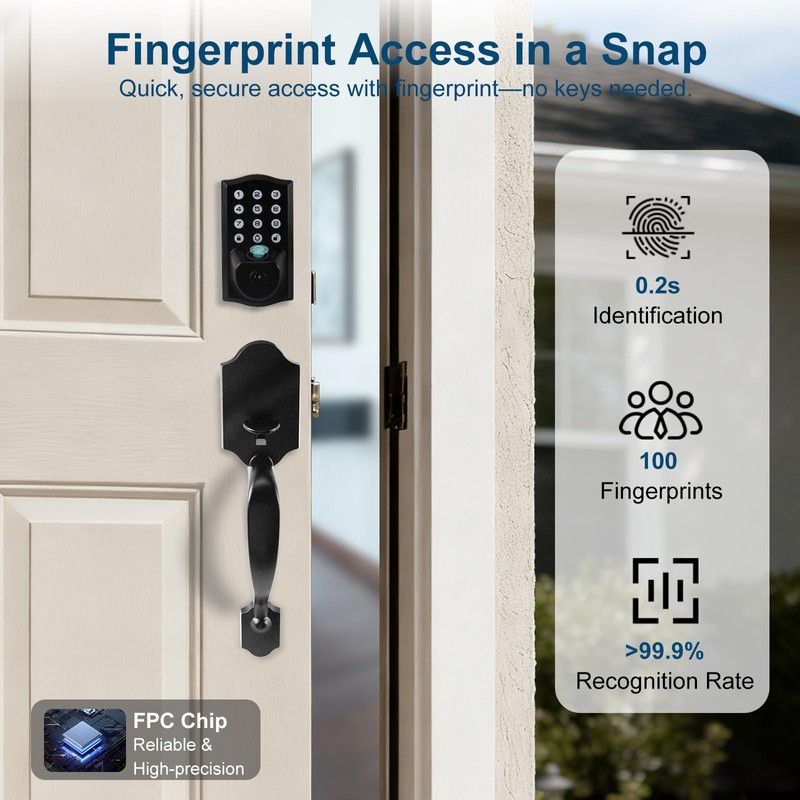 UMIKSMART Smart Keypad Door Lock with Handle, Tuya WiFi App