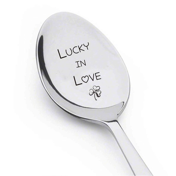 Lucky In Love ,Celebration Spoon ! Engraved Spoon ! Gift for wedding Gift For Anniversary ! Love gift ! Perfect Gift ! Spoon Gift
