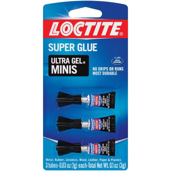 Loctite 1906107 Super Glue Ultra Gel Minis, Clear, 3-0.03 Oz. Squeeze Tubes Per, 1 Pack