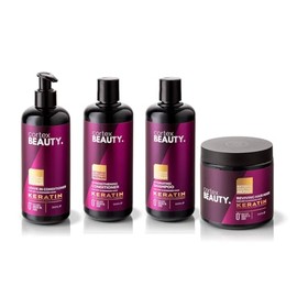 Cortex Beauty | Keratin Hydrating Shampoo, Strengthening Conditioner, Leave in Conditioner, and Reviving Hair Mask Set