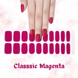 StreetKitty Semi Cured Gel Nail Strips, Classic Gloss Collection, 20 pcs Salon-Quality Gel Nail Wraps, Last up to 3 weeks, Vivid Glossy Colours Pallet (1, Classsic Magenta)