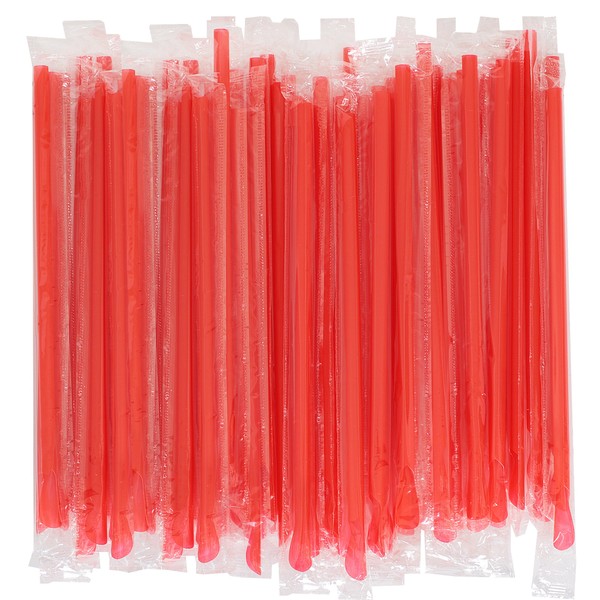 Individually Wrapped Sno-cone Spoon Straws (Red, 300)