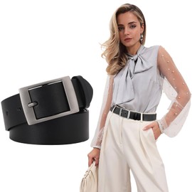 SUOSDEY Fashion Womens Leather Belts for Jeans Pants with Metal Pin Buckle Ladies Retro Vintage Leather Waist Belt