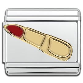 Italian Charm Bracelet Charms, 9mm Stainless Steel Fashion and Beauty Links Bracelets Jewelry for Women (Lipstick - Gold)