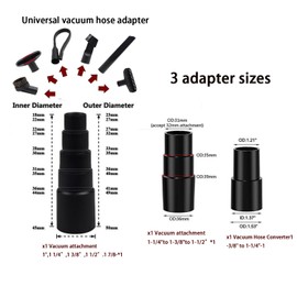 Universal Vacuum Attachments Kit -Shop Vac Attachments 2 1/2" 1 1/4" Vacuum Attachments Cleaners Accessories for Shop Vacuum Cleaner Attachments Brushes for Shop Vac Attachments Set of 11
