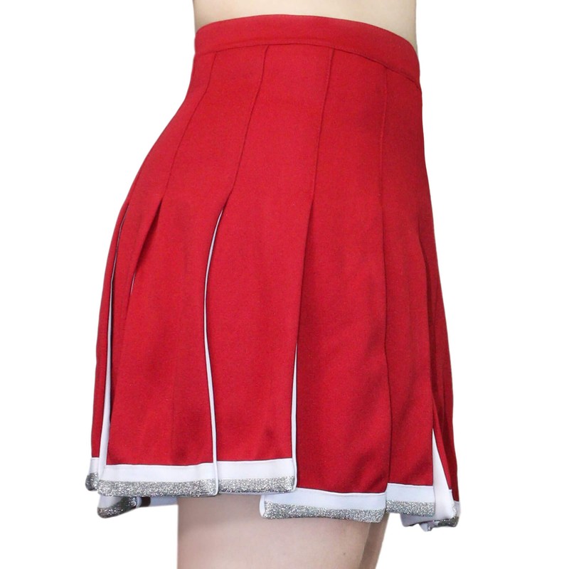 Danzcue Falda plisada de animadora para adulto, Escarlata/Blanco, L
