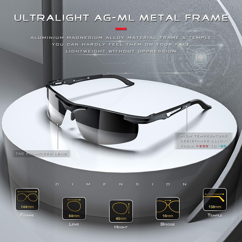 SIPLION Men's Sunglasses Polarized Sport Glasses for golf fishing driving