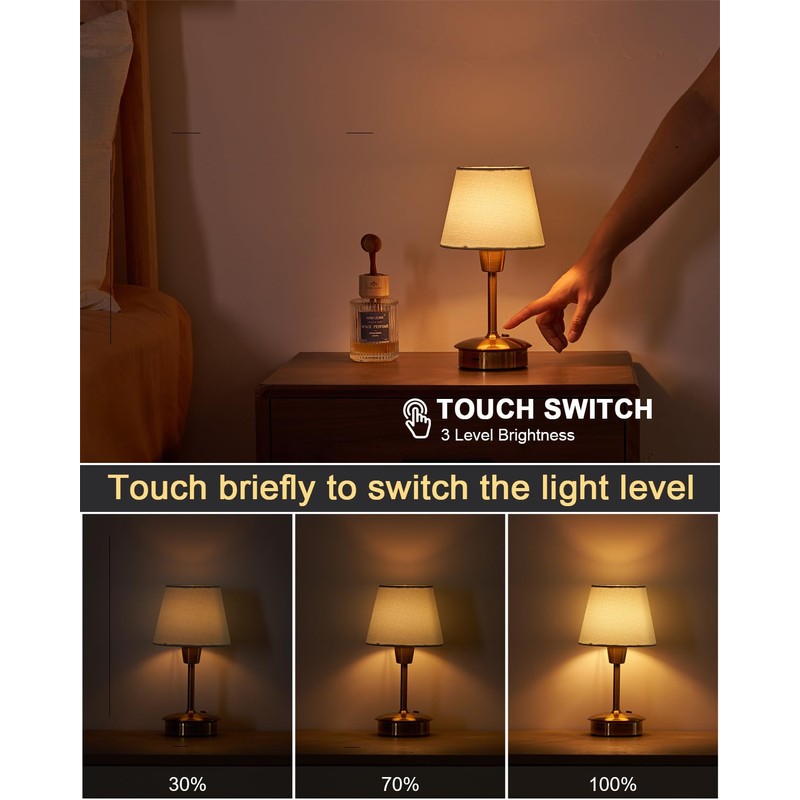 UMEXUS Small Cordless Table Lamp, 5200mAh Battery Operated Touch Lamps
