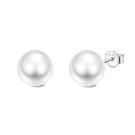 Deyanse Silver Stud Earrings for Women, 925 Sterling Silver Stud Earrings, 5mm Pearl Small Sleeper & Cartilage White Gold Plated Studs Earrings Gifts for Valentines Graduation with Gift Box