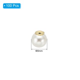 PATIKIL 8mm Earring Backs, 100 Pcs Pearl Earring Backs Replacements Earring Backing Locking Supports Large Faux Pearl Charm for Studs Heavy Ears Ear Lifting Jewelry Making, Golden Beige
