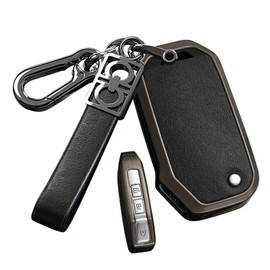 ontto Car Key Case Fit for Kia Flip Key Fob Metal and Leather Key Shell,Full Protection Key Holder for Seltos Forte Sportage Seltos K5 Soul Sorento Cerato Telluride NIRO 2019-2025,Black