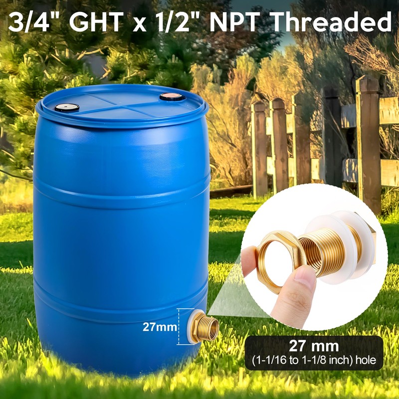 HappyAlley Rain Barrel Linking Kit, 8 inch Rain Barrel Hose