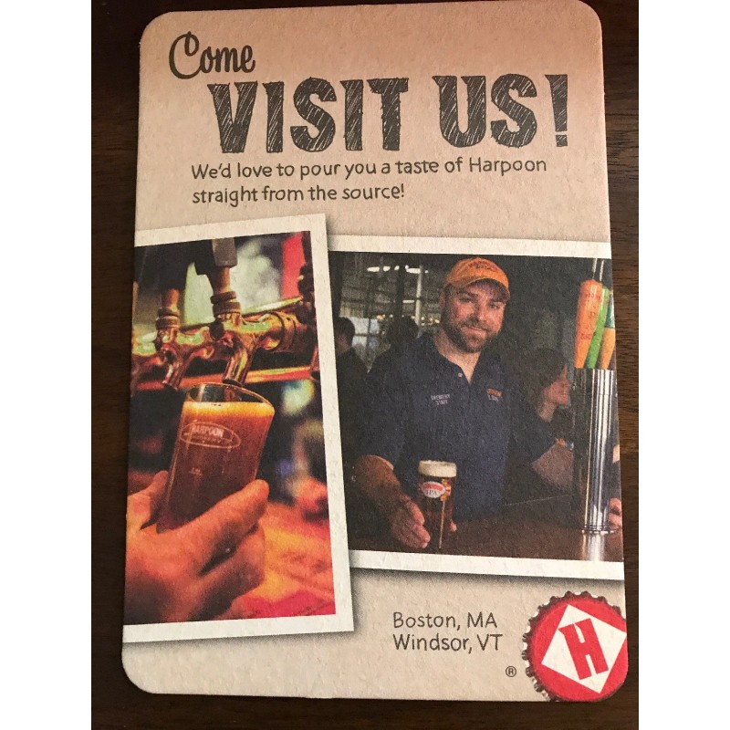 HARPOON IPA Orange Beer COASTER, Mat, Boston, MASSACHUSETTS & VERMONT