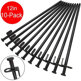 Beefoor Tent Stakes, Heavy Duty Camping Stakes 12-Inch Forged Steel Tent Pegs Unbreakable and Inflexible Available in Rocky Place Dessert Snowfield and Grassland(10-Pack)