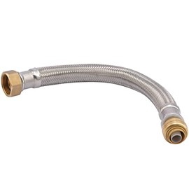 SharkBite 1/2 Inch x 3/4 Inch FIP x 12 Inch Stainless Steel Braided Flexible Water Heater Connector, Push to Connect Brass Plumbing Fitting, PEX Pipe, Copper, CPVC, PE-RT, HDPE, U3068FLEX12LF
