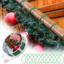 SATINIOR 32.8 ft Christmas Garland Ties with Cutter Green Twist Ties with Strong Inner Wire Flexible Reusable Wreaths Twist Tie for Stairs Rail Decoration Christmas Tree Socks Fixing Home Decoration