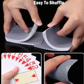 2 Decks of Plastic Playing Cards, Large Print Index Waterproof Poker Cards,Decks of Cards Bulk, Poker Size, Standard Index, for Blackjack, Euchre, Canasta Card Game,Blue & Red Back Pattern
