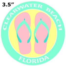 Athena Brands Flip Flops Clearwater Beach Florida - Car Truck Window Bumper Sticker Decal - Sea Grass Green