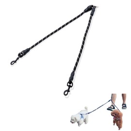 Mystercome Double Dog Leash 2 Way Coupler Anti Chew Dog Leash Extension Splitter Lead for 2 Small Dogs Walking (60cm)