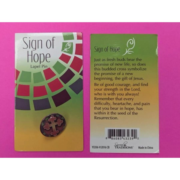 SIGN OF HOPE Poem Wallet Prayer Card & Cross Lapel