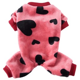 XIAOYU Winter Warm Dog Pajamas Dog Jumpsuit 4 Legs Pet Apparel Cat Onesie Pjs for Small Dog Cat Apparel Outfits, Red, XL