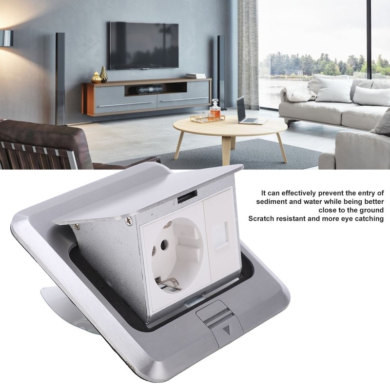 Floor Socket Waterproof Good Sealing Embedded Safe Practical Silver Bounce
