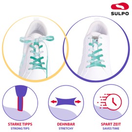 SULPO Elastic rubber shoelaces without ties, flat, with twist closure, laces for Kids and Adults
