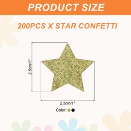 MECCANIXITY 200Pcs Star Confetti Glitter Confetti Table for Party Wedding Festival Decorations, 1 x 1 Inch, Black, Gold
